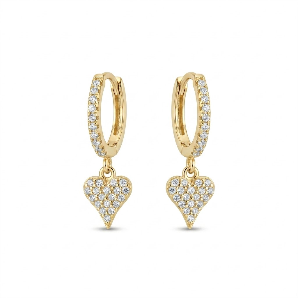 Amora Pavé Heart Huggies