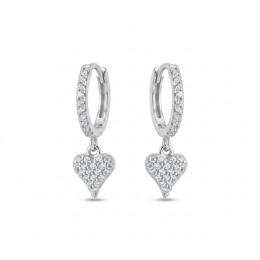 Amora Pavé Heart Huggies