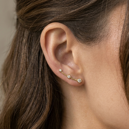 Clair Three-CZ Ear Climber