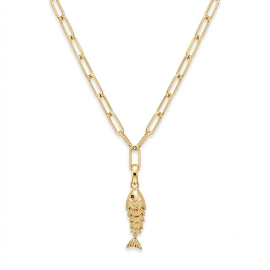 Gold Articulated Fish Pendant