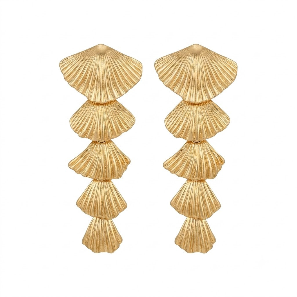 Noir Cascading Shell Drop Earrings