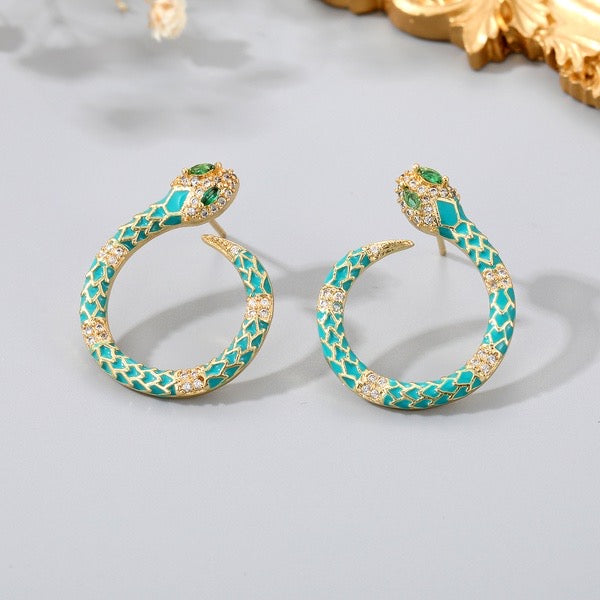 The Hollow Enamel Snake Earring