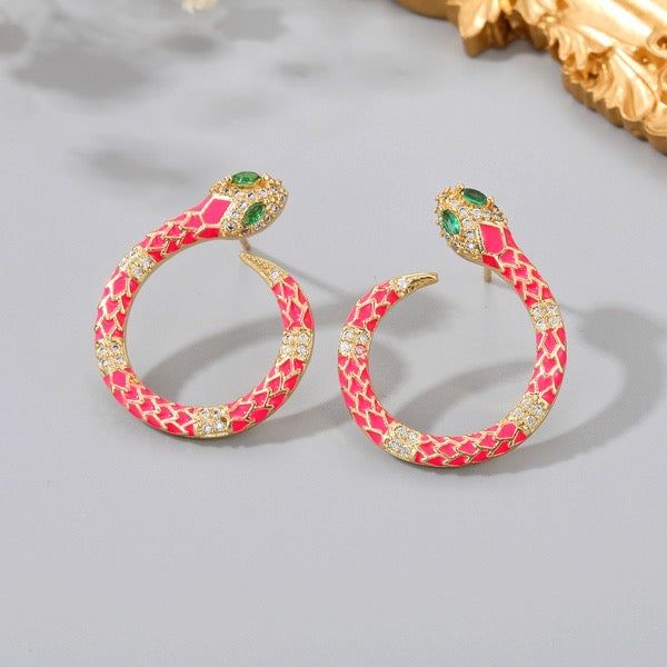 The Hollow Enamel Snake Earring