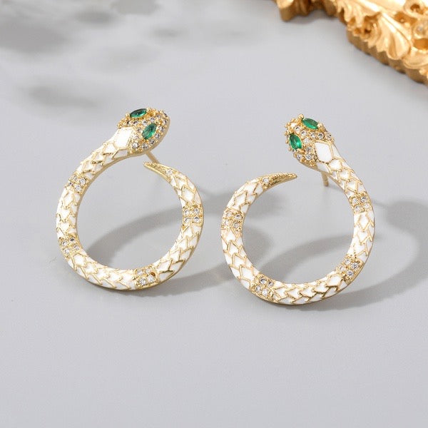 The Hollow Enamel Snake Earring