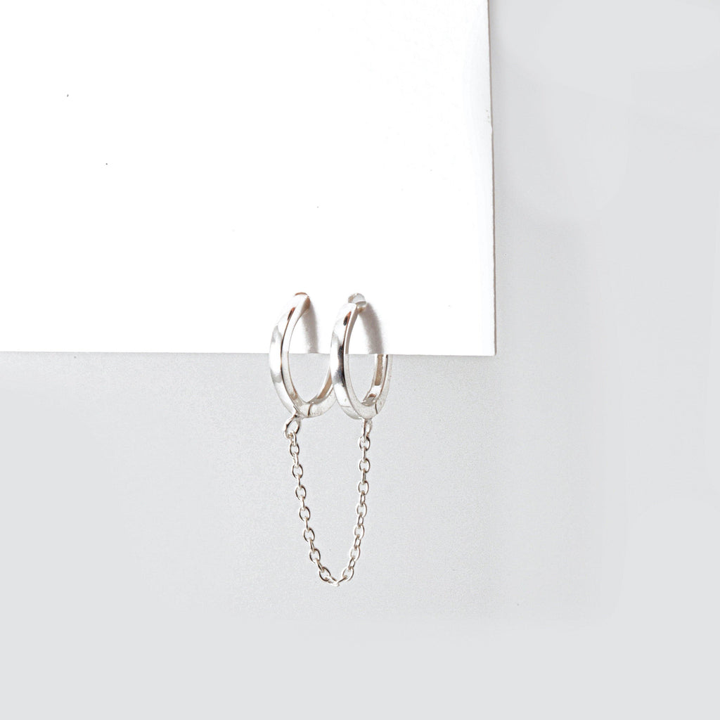 Double Plain Chain Ear Huggies (Sold Individually) - ShopHannaLee