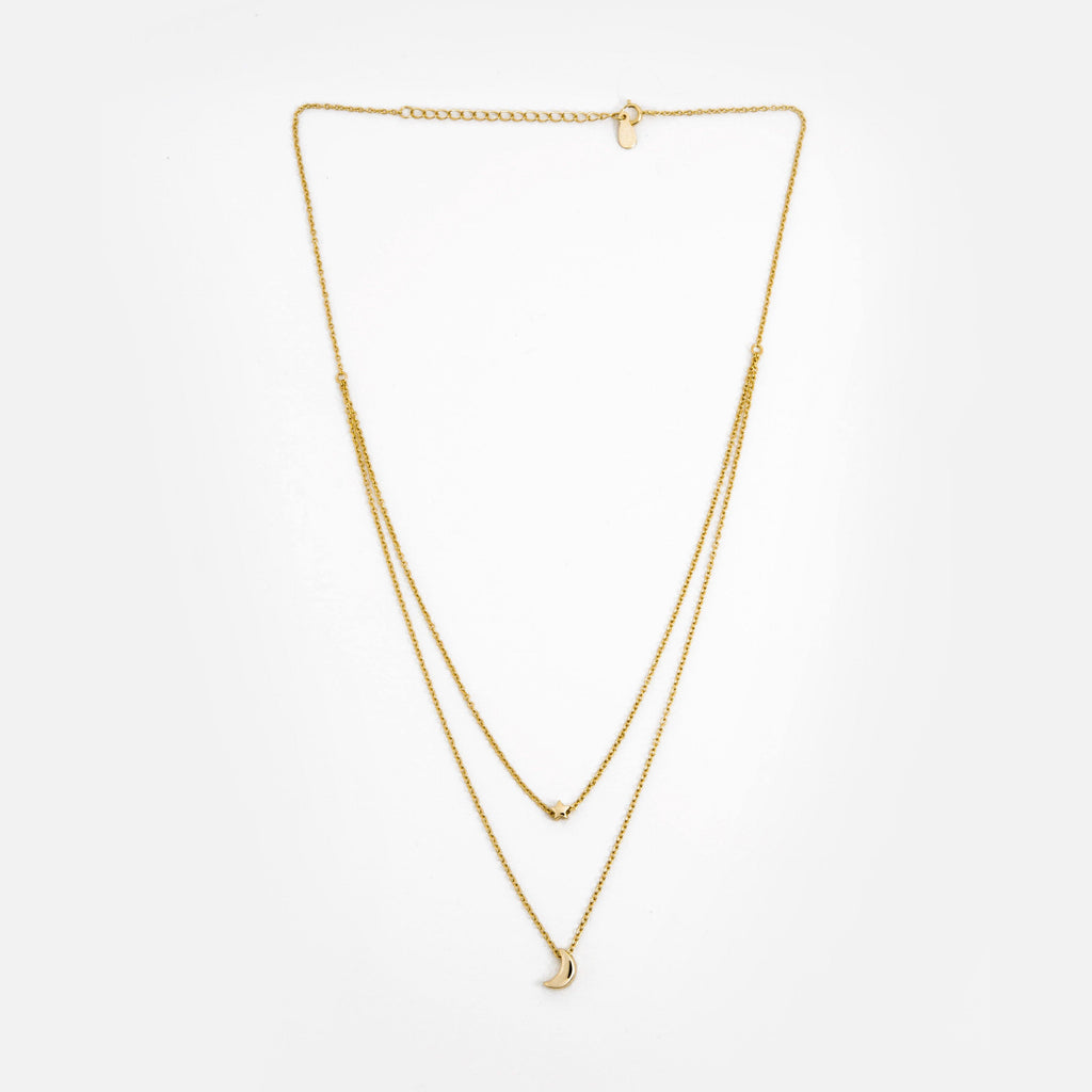Double Row Moon Star Necklace - ShopHannaLee