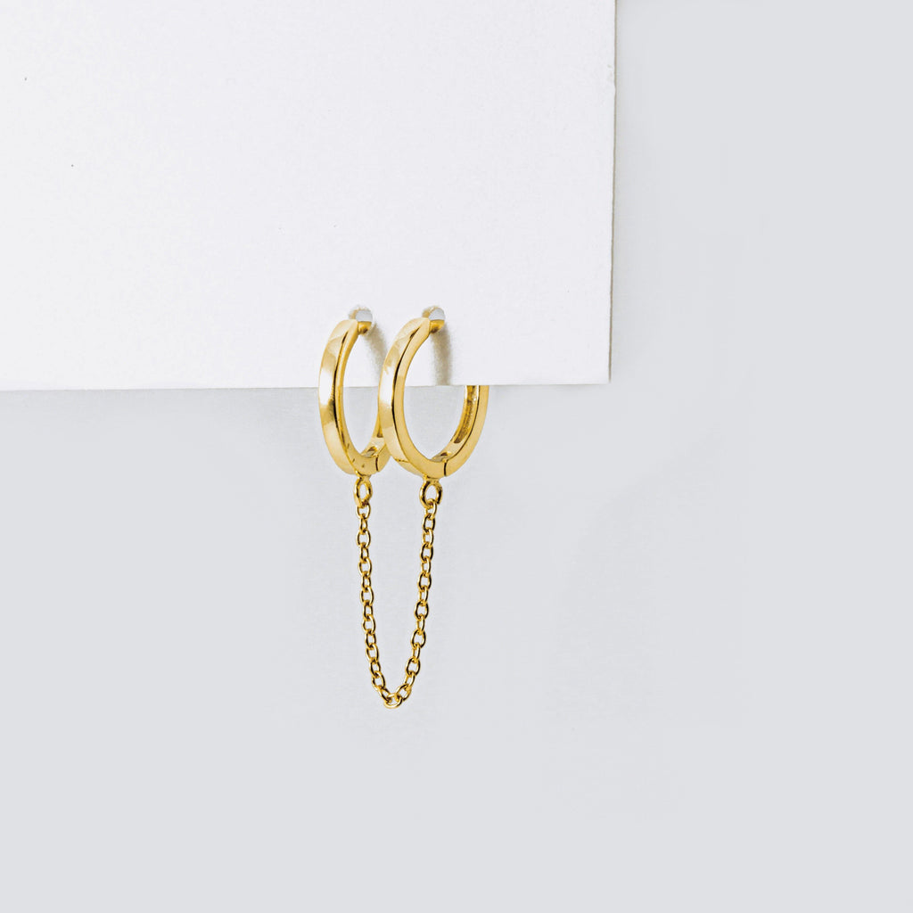 Double Plain Chain Ear Huggies (Sold Individually) - ShopHannaLee