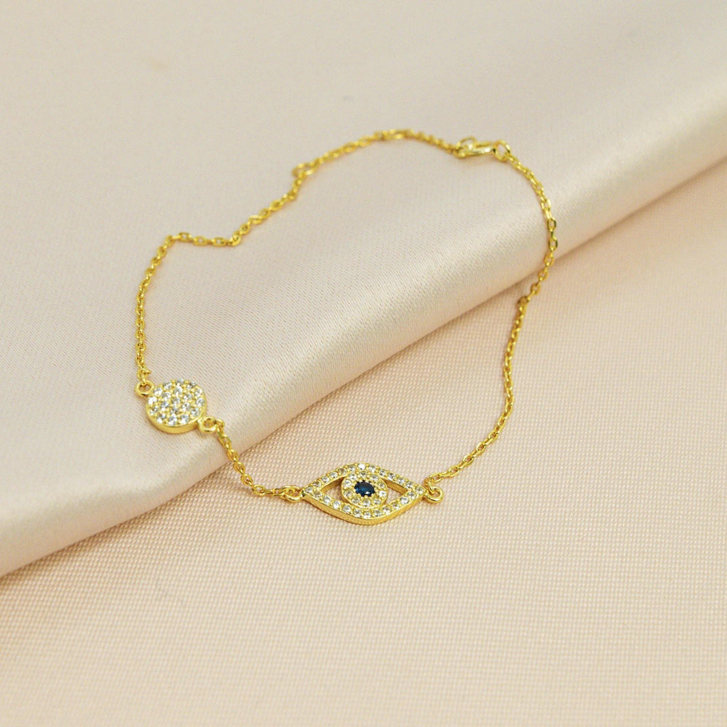 Pave Disc Evil Eye Bracelet - ShopHannaLee