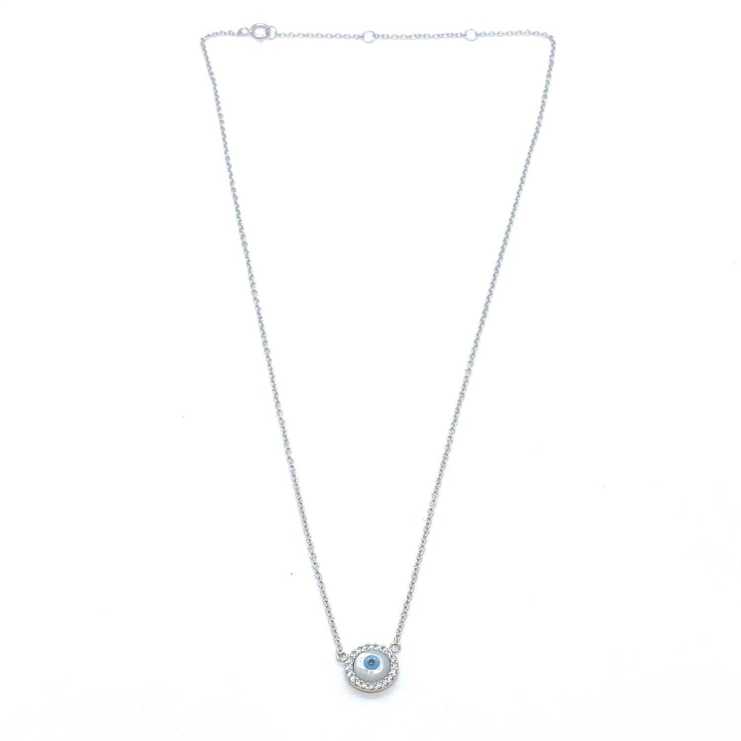 Round MOP Evil Eye Necklace - ShopHannaLee