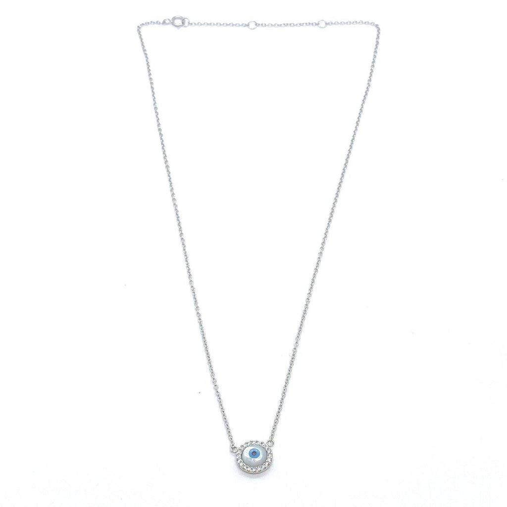 Round MOP Evil Eye Necklace - ShopHannaLee