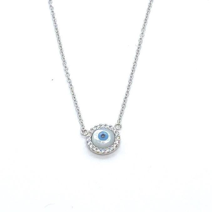 Round MOP Evil Eye Necklace - ShopHannaLee