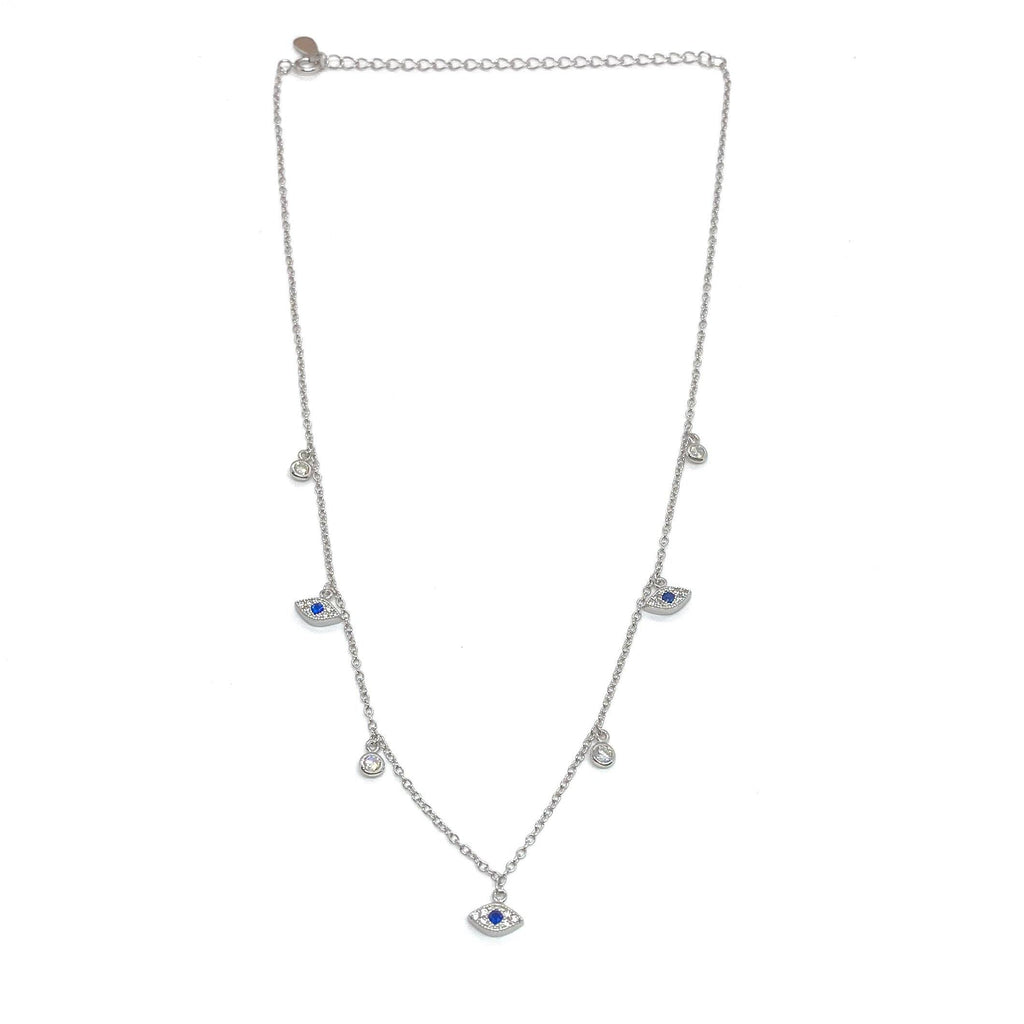 Floating Pavé Evil Eye with Crystal Necklace - ShopHannaLee