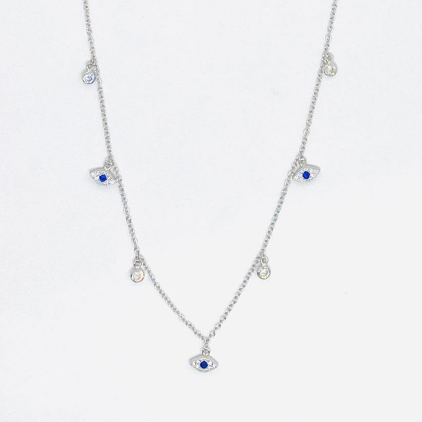 Floating Pavé Evil Eye with Crystal Necklace - ShopHannaLee