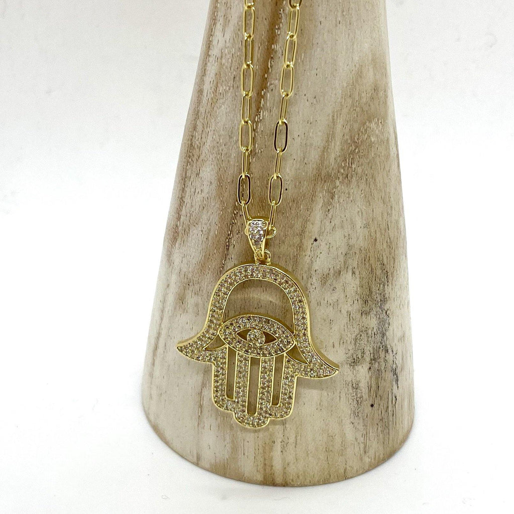 Bold Hamsa Crystal Pendant - ShopHannaLee