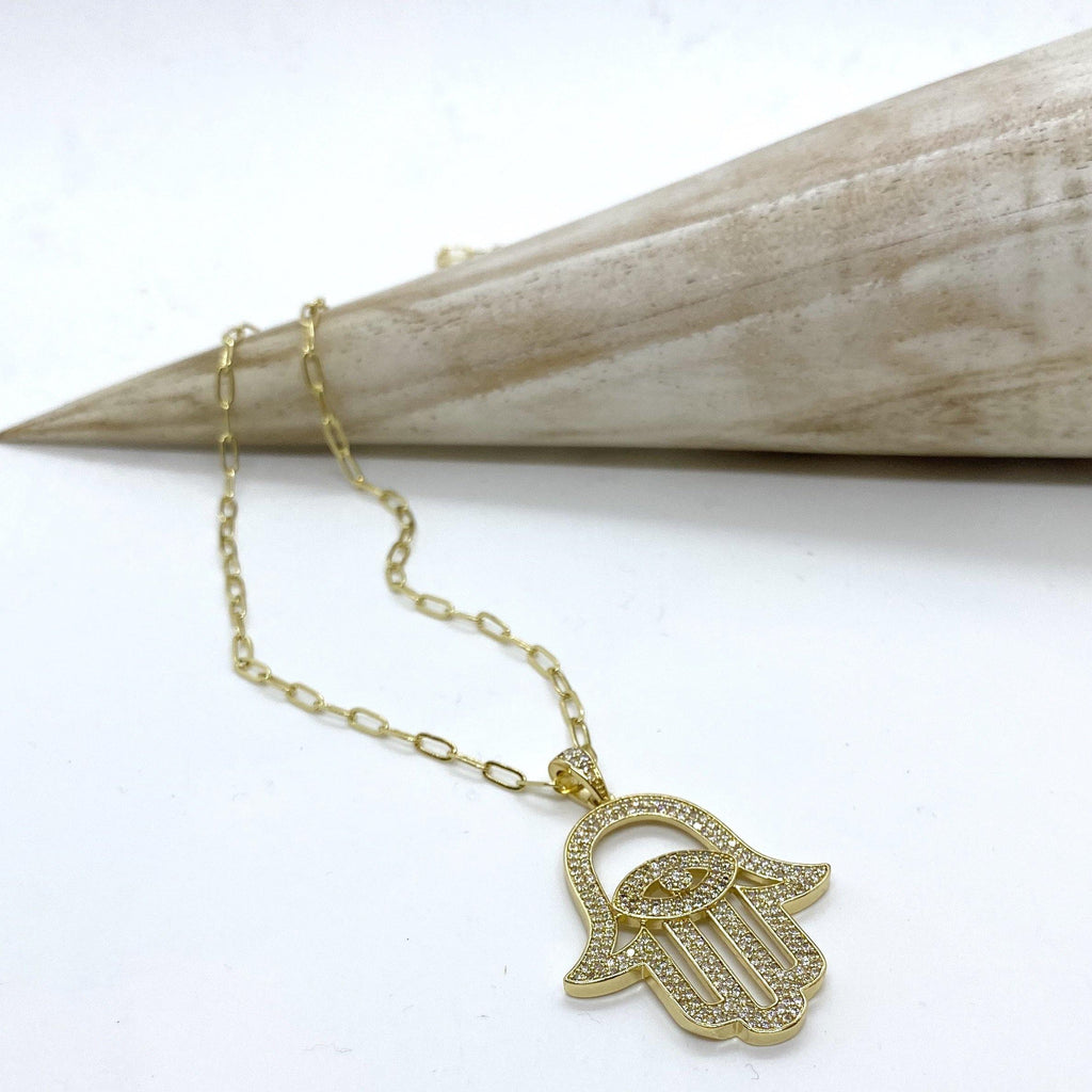 Bold Hamsa Crystal Pendant - ShopHannaLee