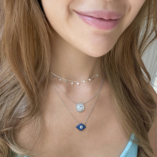 Studded Mother of Pearl Hamsa Necklace - ShopHannaLee