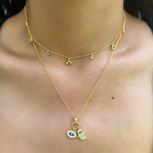 Load image into Gallery viewer, Floating Pavé Evil Eye with Crystal Necklace