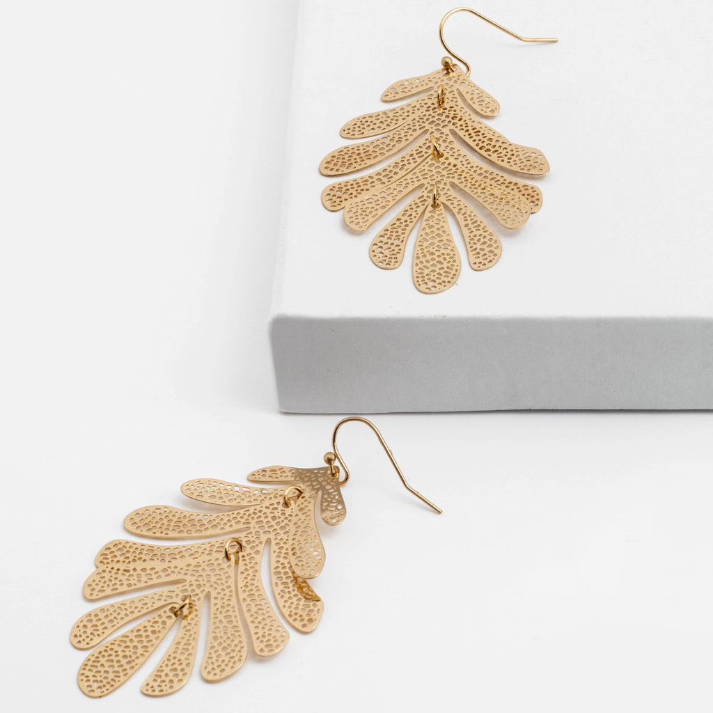 The Layered Leaf Earrings - ShopHannaLee