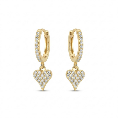 Amora Pavé Heart Huggies