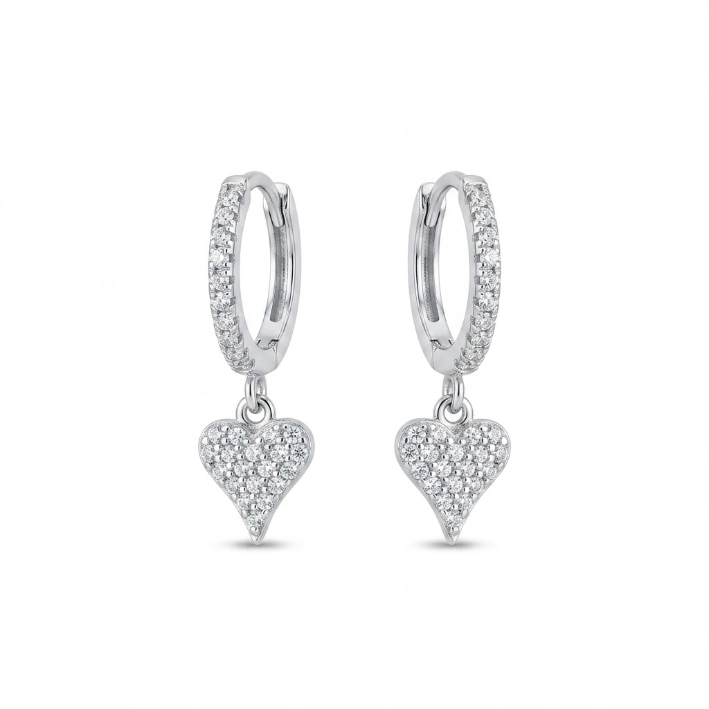 Amora Pavé Heart Huggies