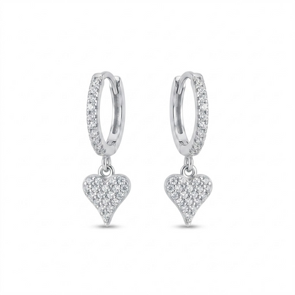 Amora Pavé Heart Huggies