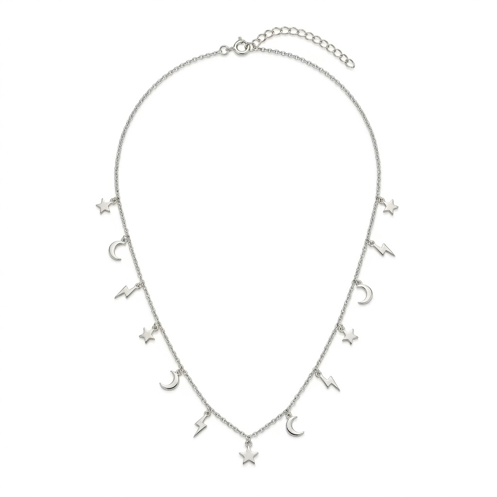 Astra Bolt Moon & Star Necklace