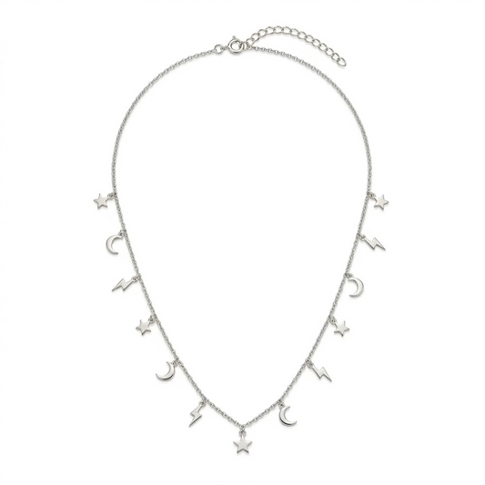 Astra Bolt Moon & Star Necklace