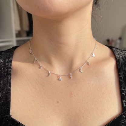 Astra Bolt Moon & Star Necklace