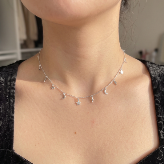 Astra Bolt Moon & Star Necklace