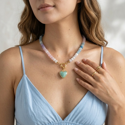 Aura Blue Lilac Beaded Necklace
