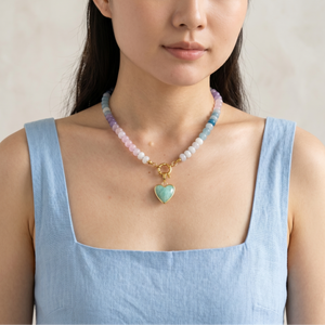 Aura Blue Lilac Beaded Necklace
