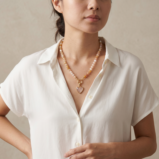 Aura Neutral Sand Beaded Necklace
