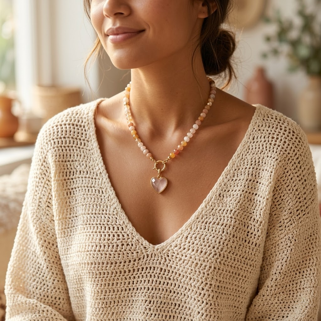 Aura Neutral Sand Beaded Necklace