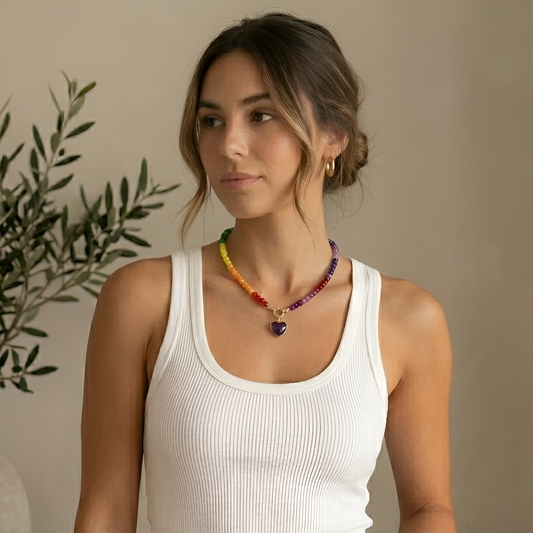 Aura Vibrant Dark Beaded Necklace