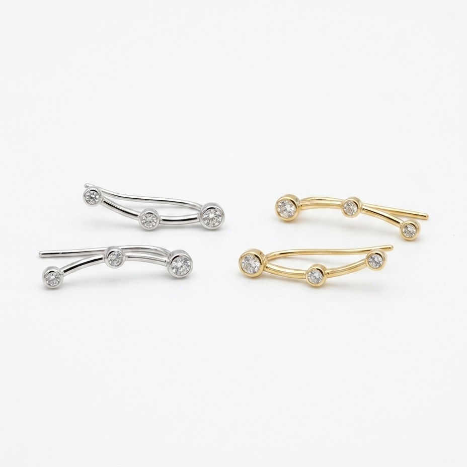 Clair Three-CZ Ear Climber