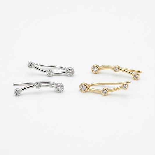 Clair Three-CZ Ear Climber