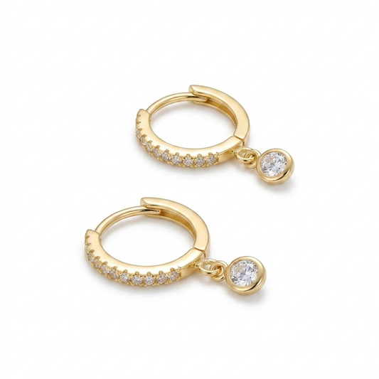 Clair Bezel Drop Huggies