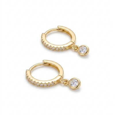 Clair Bezel Drop Huggies