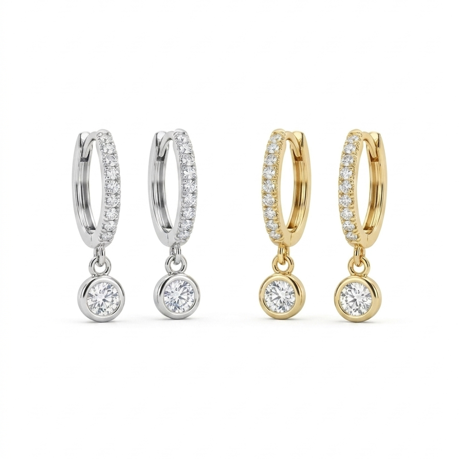 Clair Bezel Drop Huggies