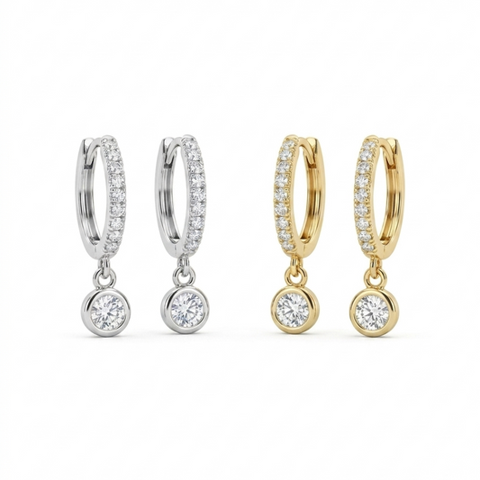 Clair Bezel Drop Huggies