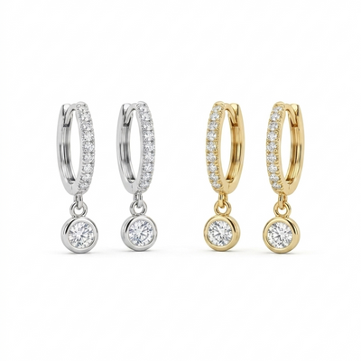 Clair Bezel Drop Huggies