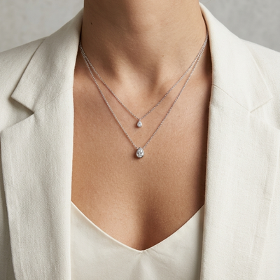 Clair Mini Pear Bezel Necklace