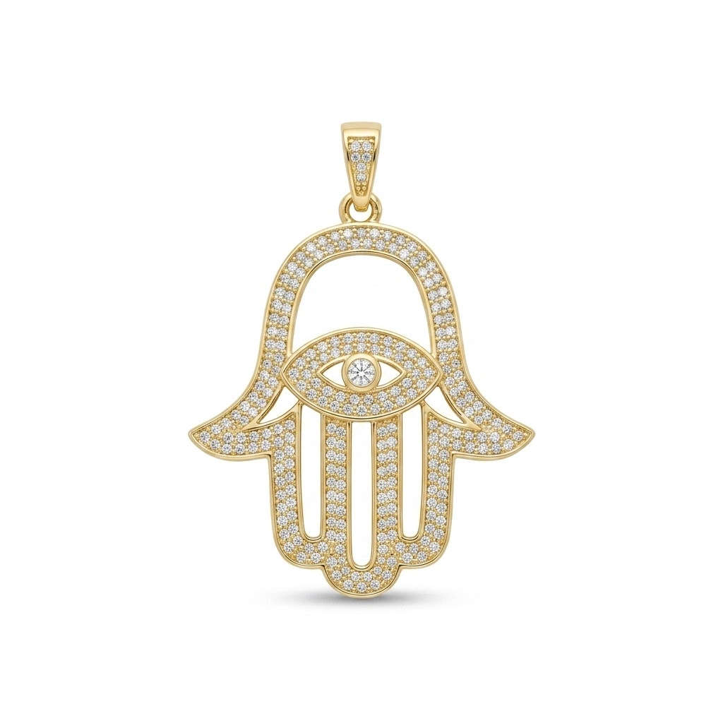 CZ Hamsa Hand Pendant