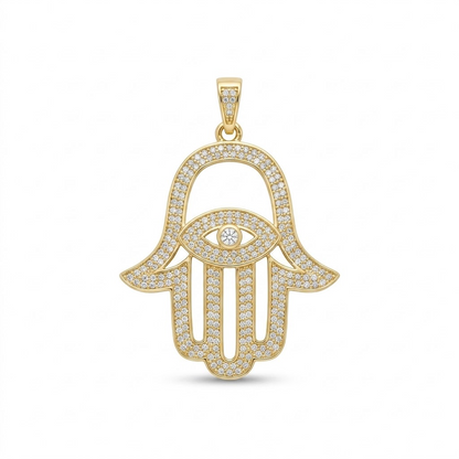 CZ Hamsa Hand Pendant