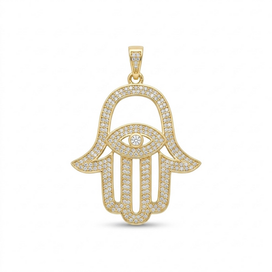 CZ Hamsa Hand Pendant