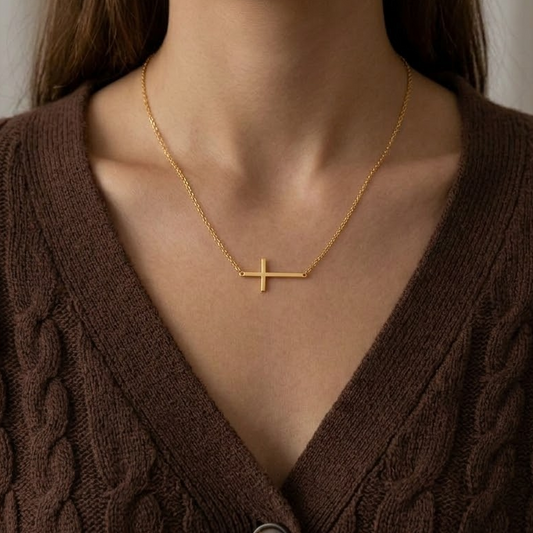 Eterna Side Cross Necklace