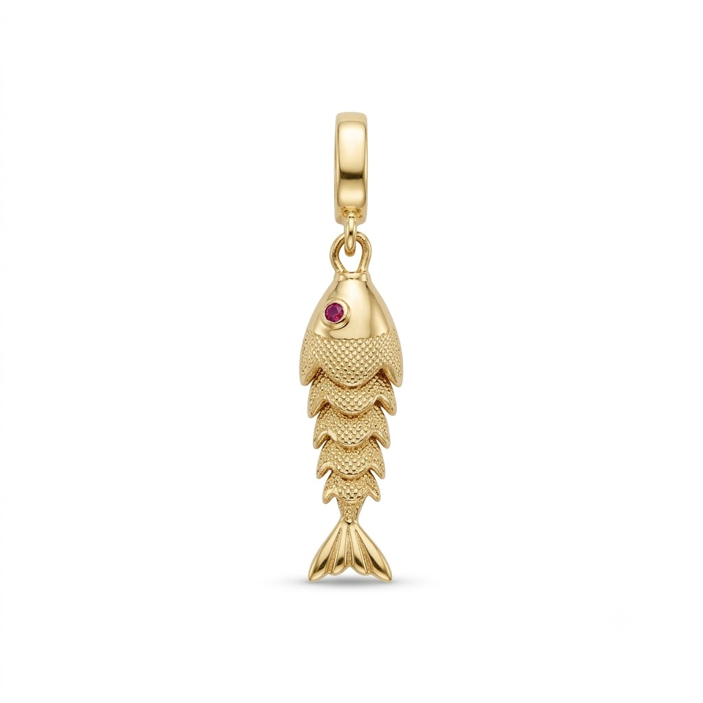 Gold Articulated Fish Pendant