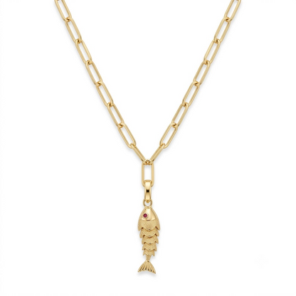Gold Articulated Fish Pendant