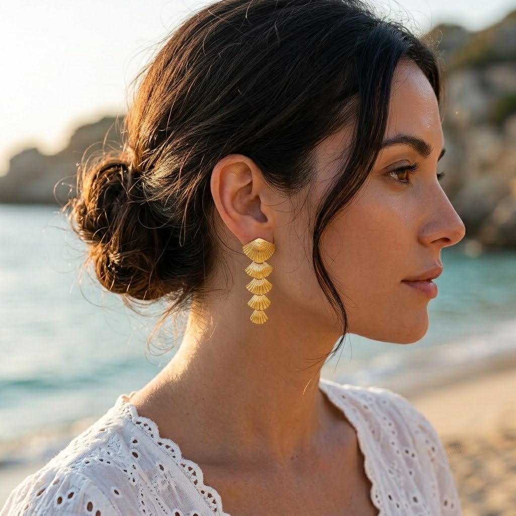 Noir Cascading Shell Drop Earrings