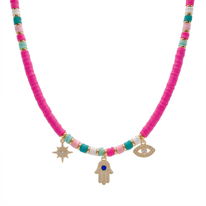 Solara Charm Beaded Necklace